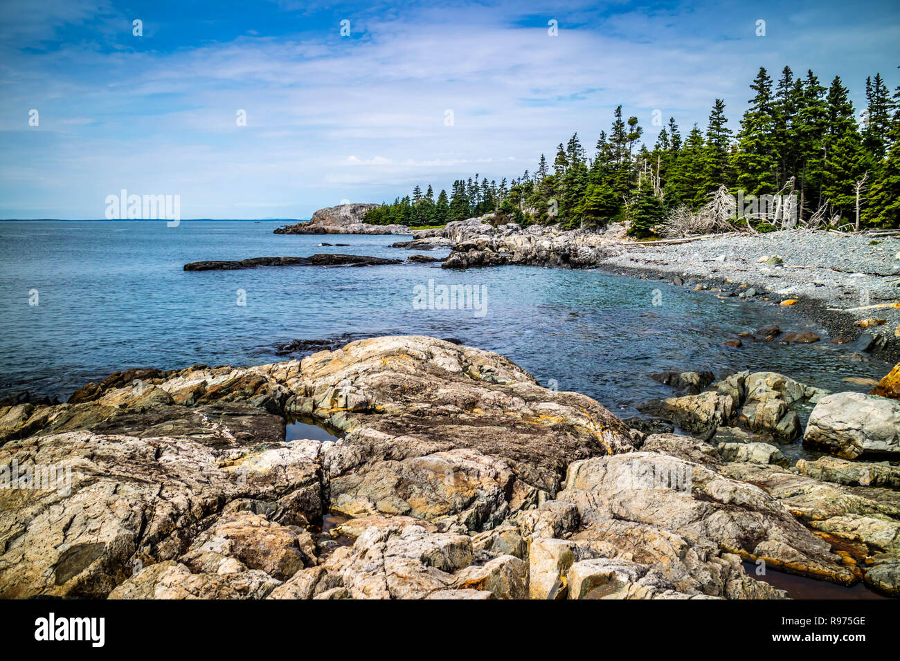 Il grazioso porto di anatra Isle au Haut nel Parco Nazionale di Acadia, Maine Foto Stock