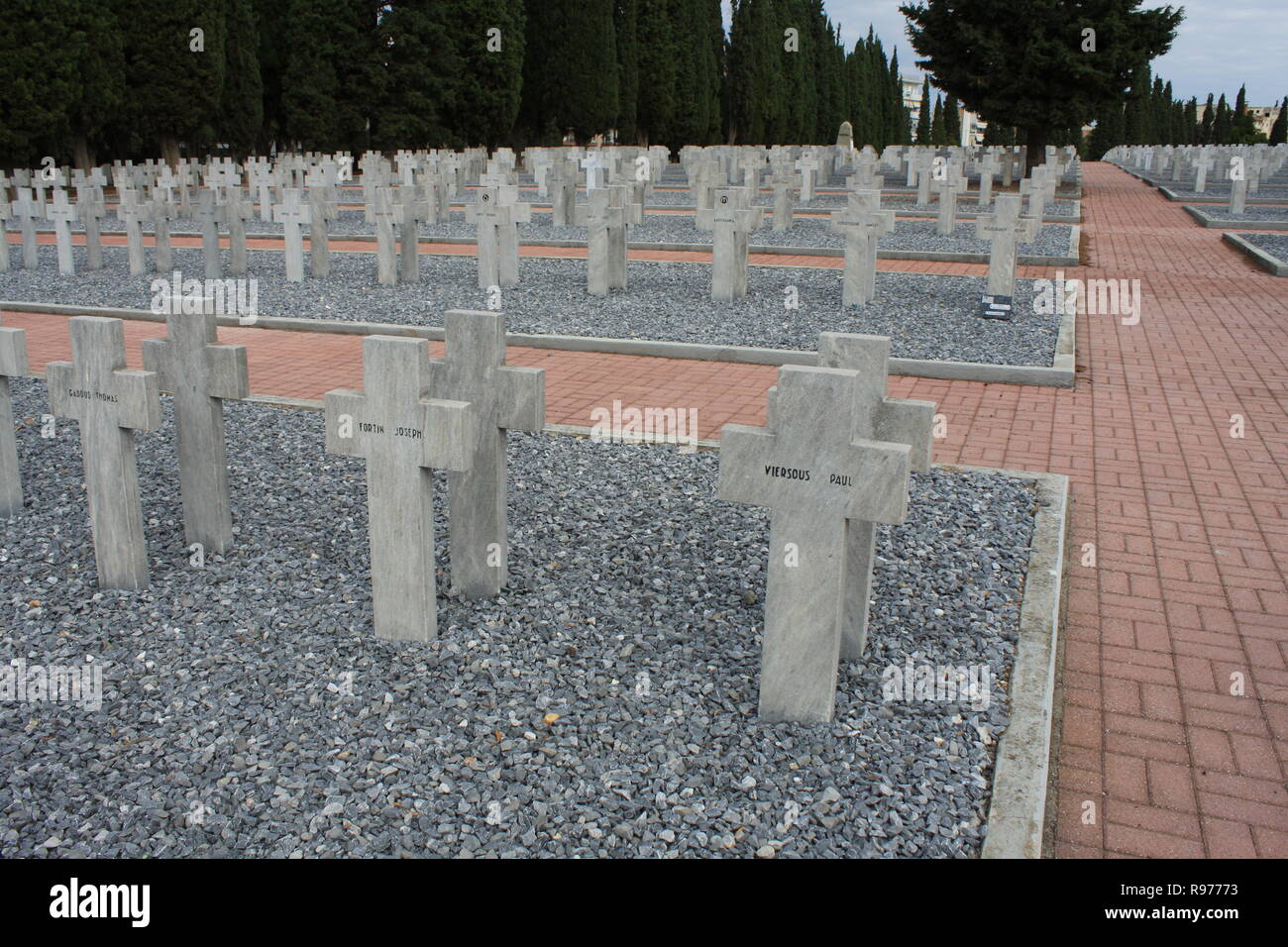 Zeitelnik WWI francese cimitero militare di Salonicco, Grecia - Immagine Foto Stock