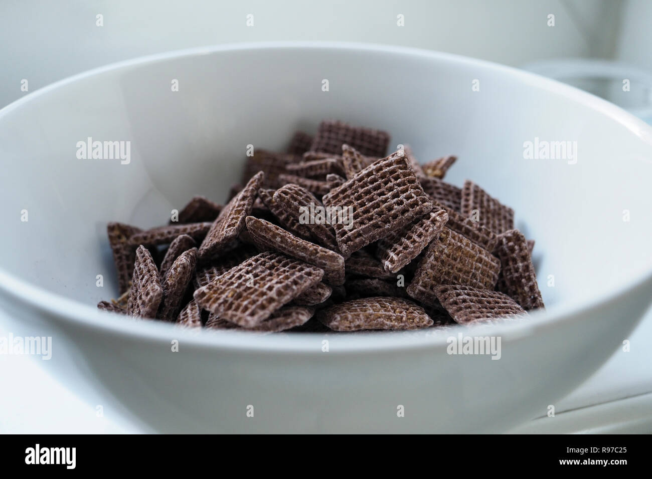 Close up Shreddies di cocco in una ciotola Foto Stock