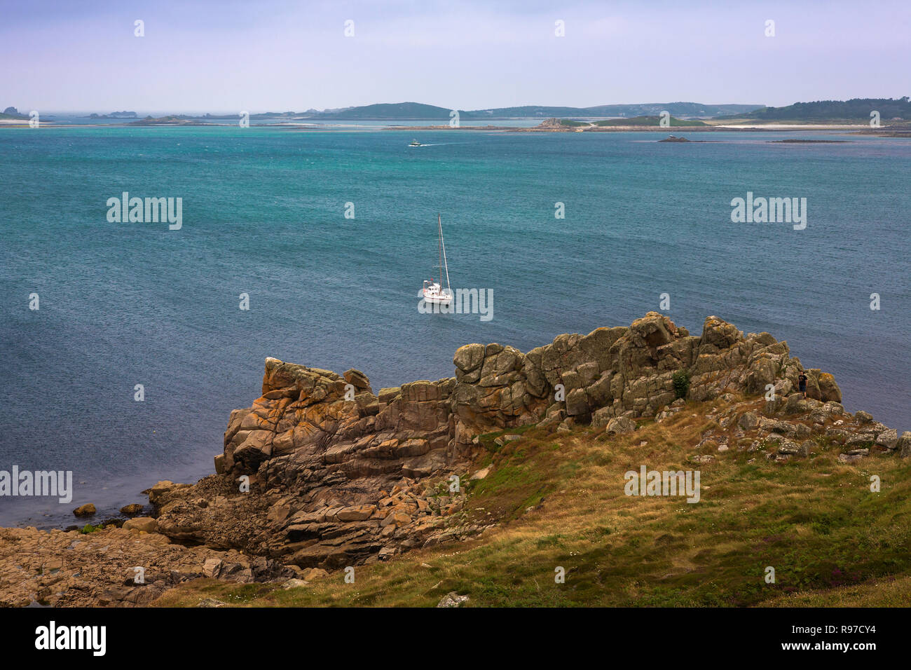 Vista da Carn Morval punto, St. Mary's, Isola di Scilly, England, Regno Unito Foto Stock