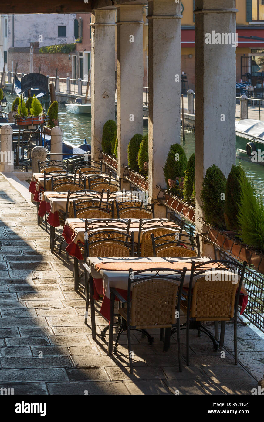 Ristorante esterno a Venezia, Italu Foto Stock