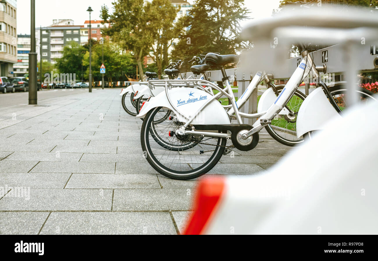 Noleggio di biciclette con design personalizzabile Foto Stock