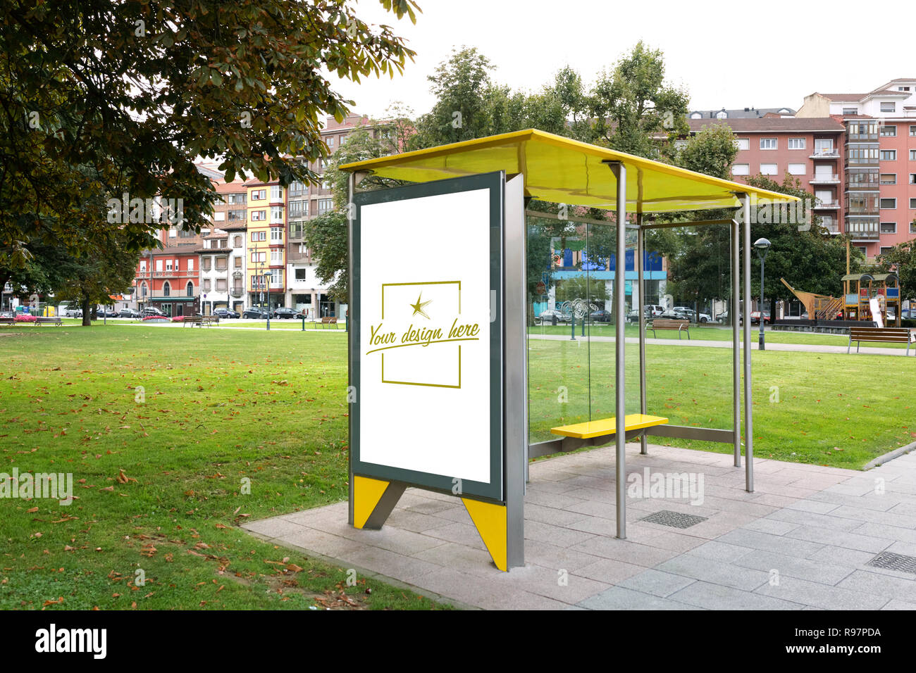 Tettoia di bus con design personalizzabile Foto Stock