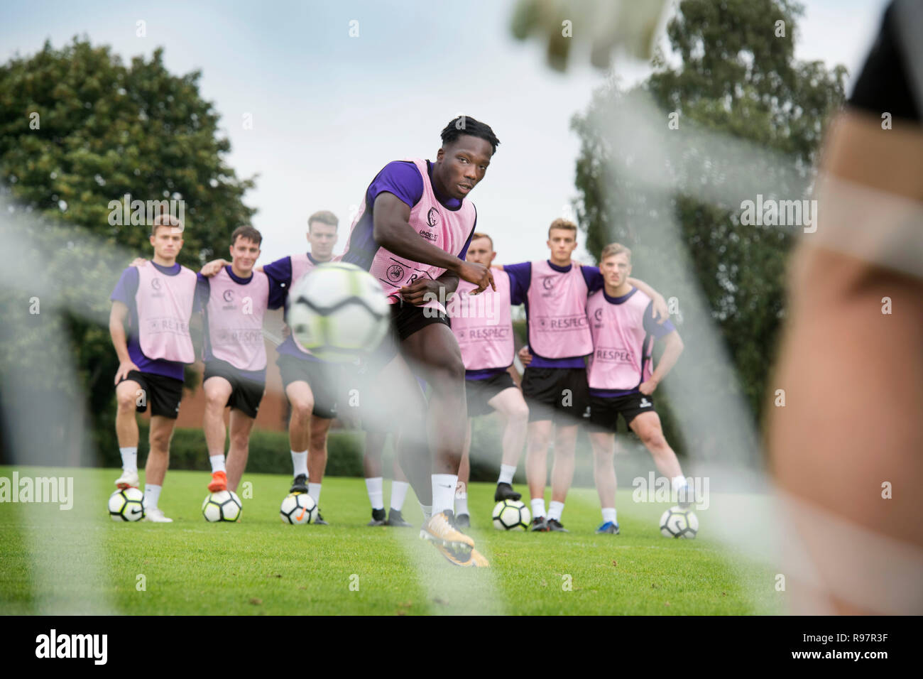 La Loughborough University prima squadra squadra di calcio durante il training, Regno Unito 2018 Foto Stock
