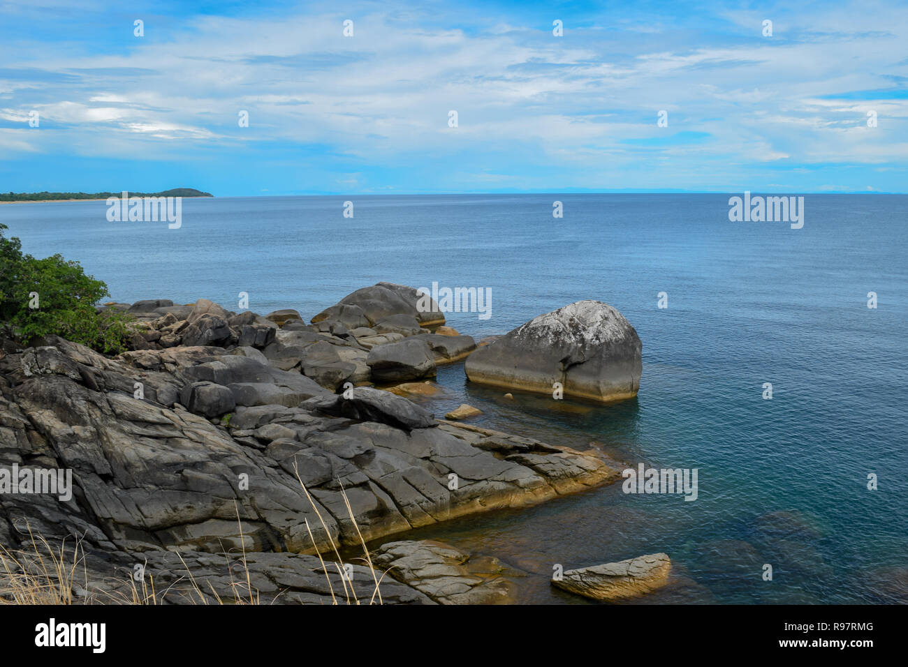 Le formazioni rocciose a Kande Beach, il Lago Malawi Malawi Foto Stock