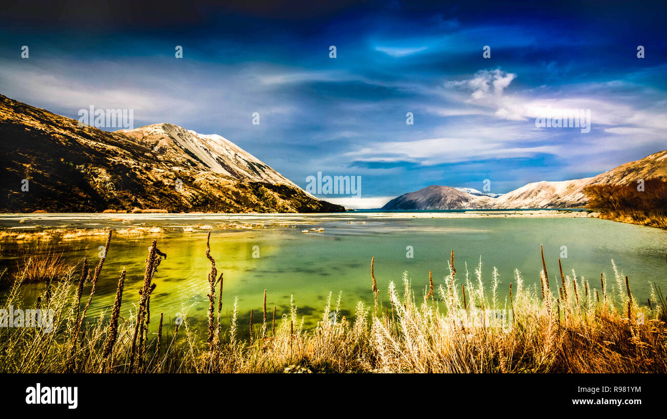 Lago Coleridge Isola del Sud della Nuova Zelanda Foto Stock