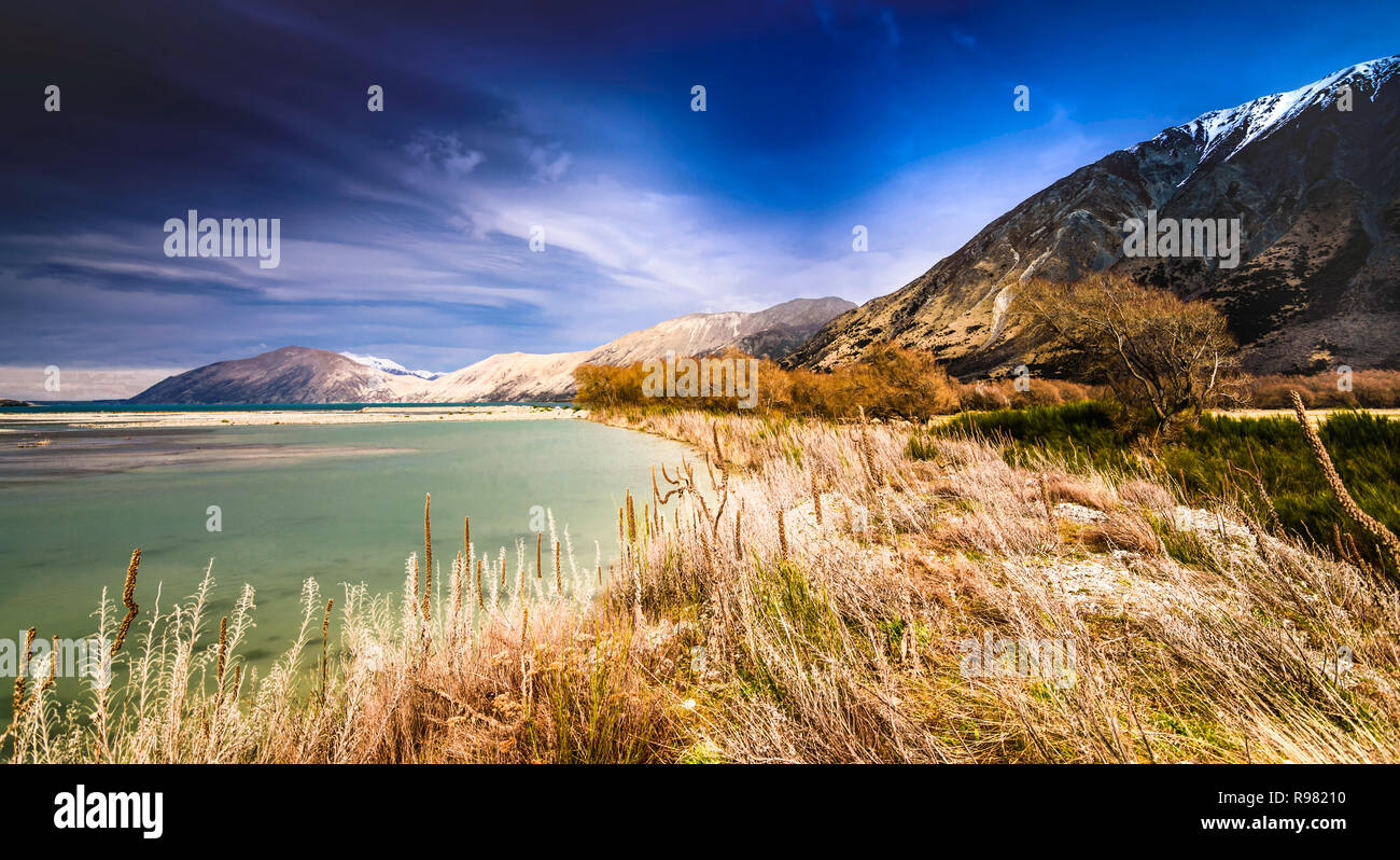 Lago Coleridge Canterbury Isola del Sud della Nuova Zelanda Foto Stock