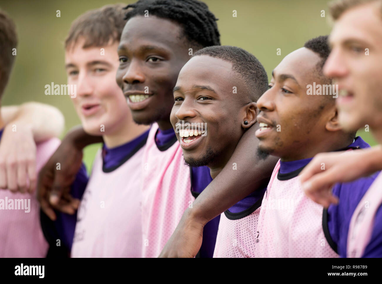 La Loughborough University prima squadra squadra di calcio durante il training, Regno Unito 2018 Foto Stock