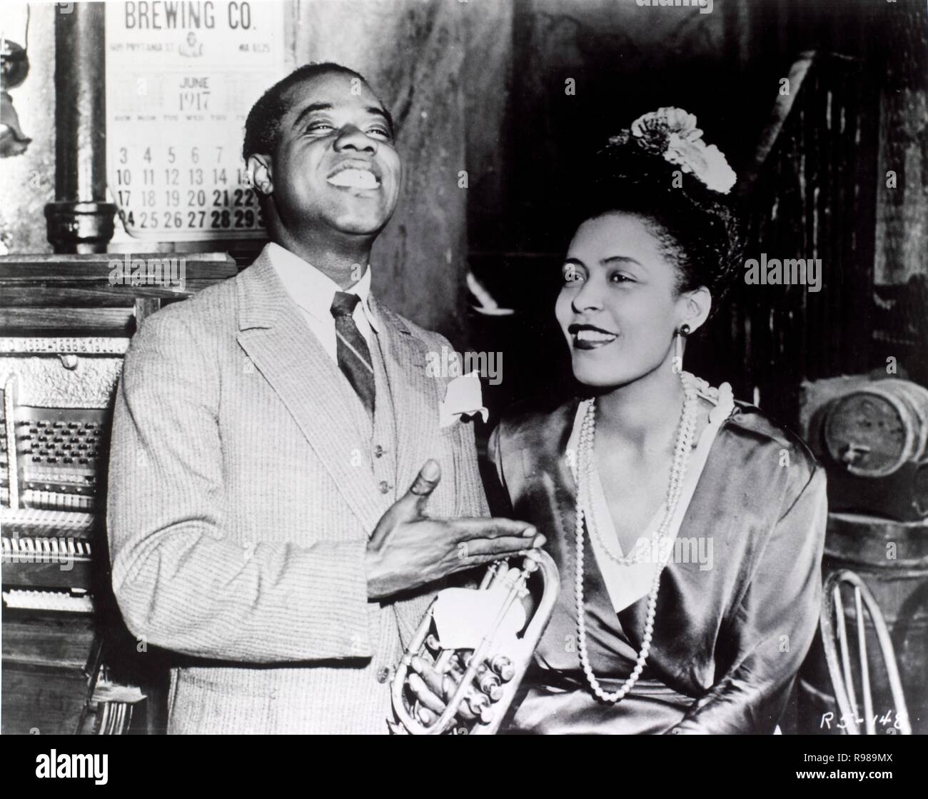 Louis Armstrong y Billie Holyday en 1947 en Nueva Orleans. Foto Stock