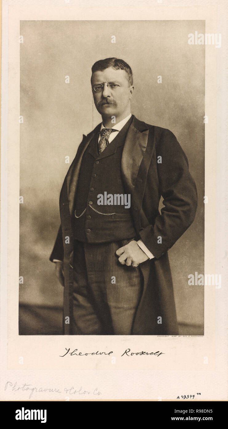 Theodore Roosevelt, Three-Quarter lunghezza verticale, da George G. Rockwood, 1898 Foto Stock