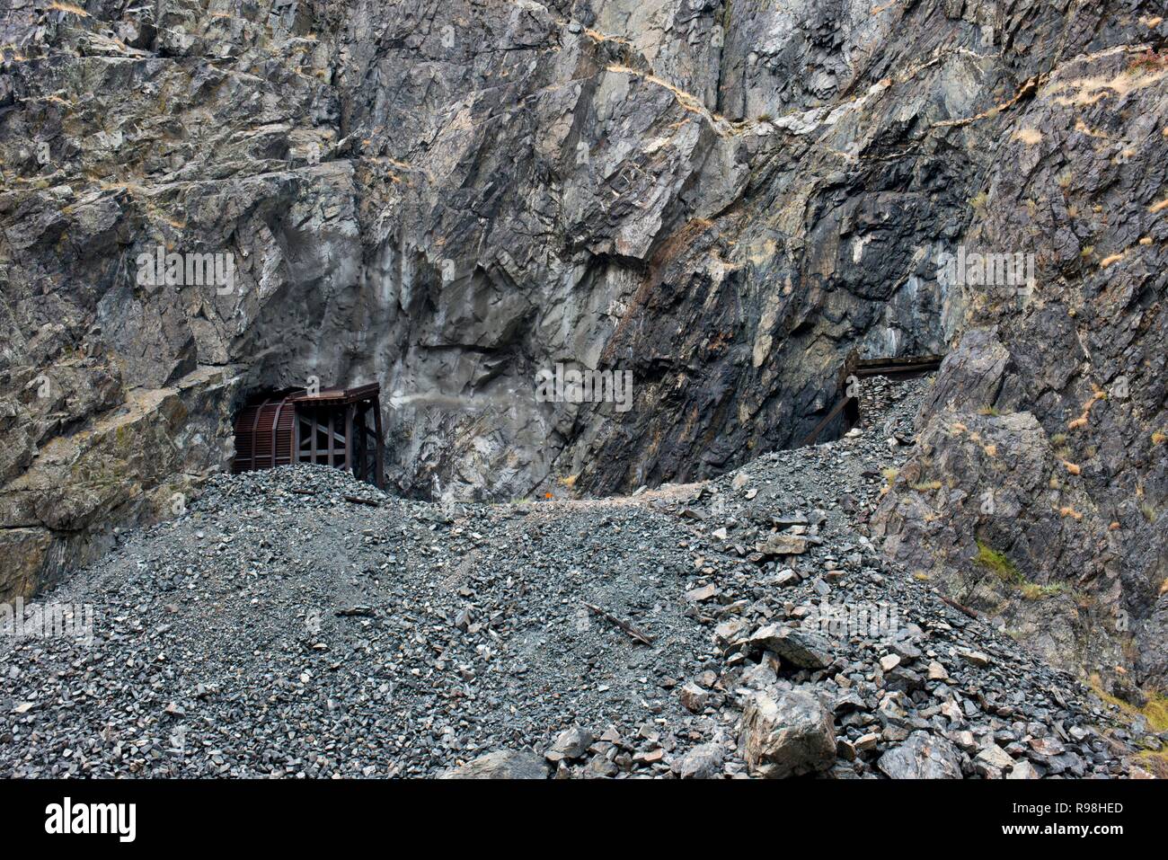 Il Wyoming, Wind River Canyon, Tunnel ferroviario Foto Stock