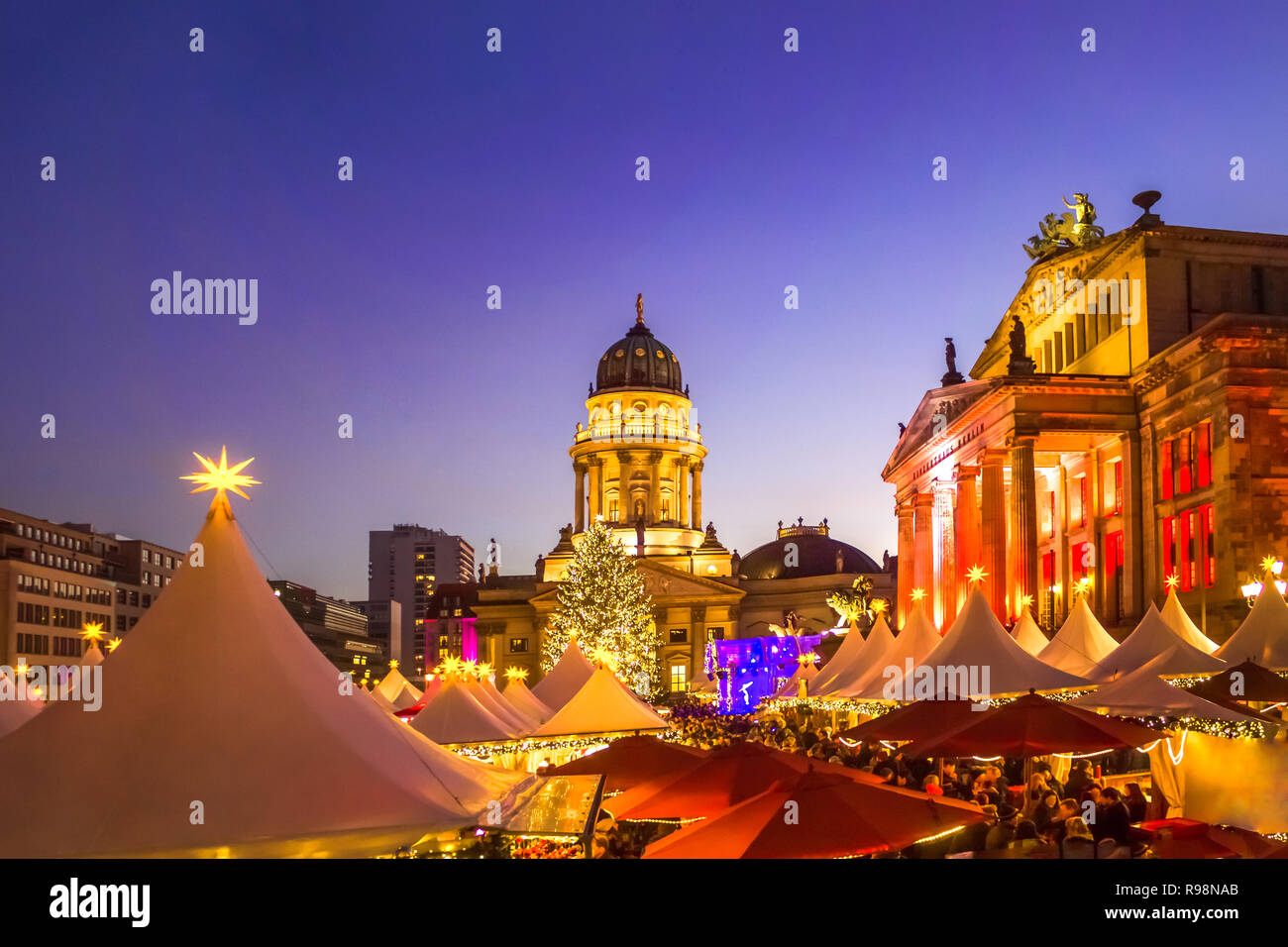 Berlino, Gendarmen Market, Mercato di Natale, Germania Foto Stock