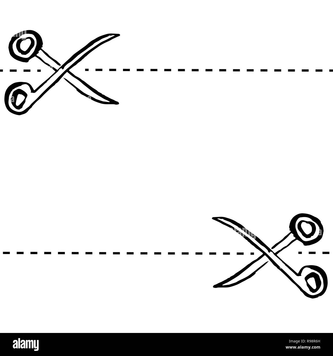 Grunge inchiostro disegnata a mano le forbici seamless pattern. Illustrazione Vettoriale. Illustrazione Vettoriale