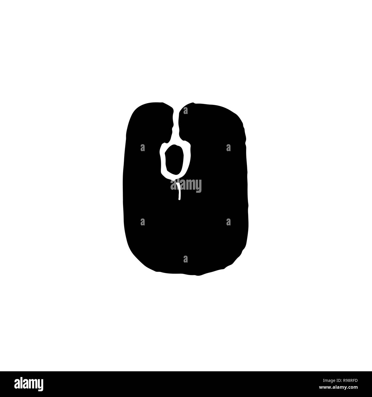 Il mouse del computer e la relativa icona. Grunge illustrazione vettoriale. Illustrazione Vettoriale