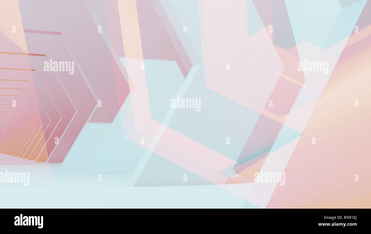 Abstract colorato sfondo digitale. La doppia esposizione 3D render illustrazione Foto Stock