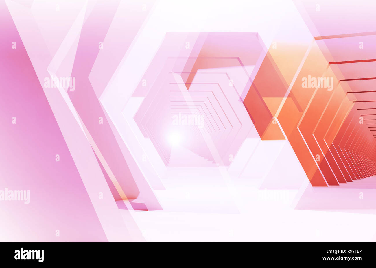 Abstract poligonale colorato sfondo digitale, doppia esposizione effetto. 3D render illustrazione Foto Stock