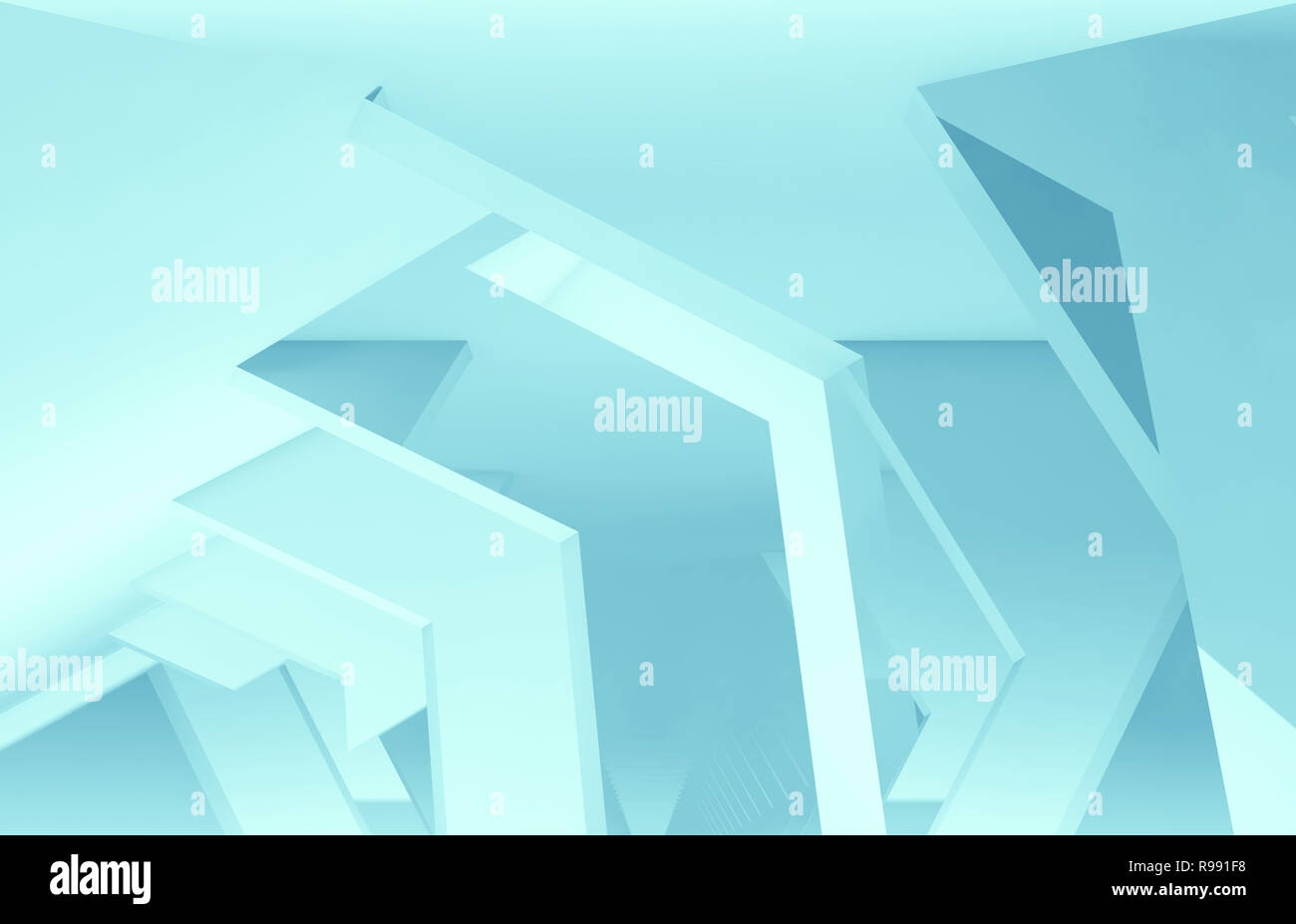 Abstract poligonale blu sfondo digitale. 3D render illustrazione Foto Stock