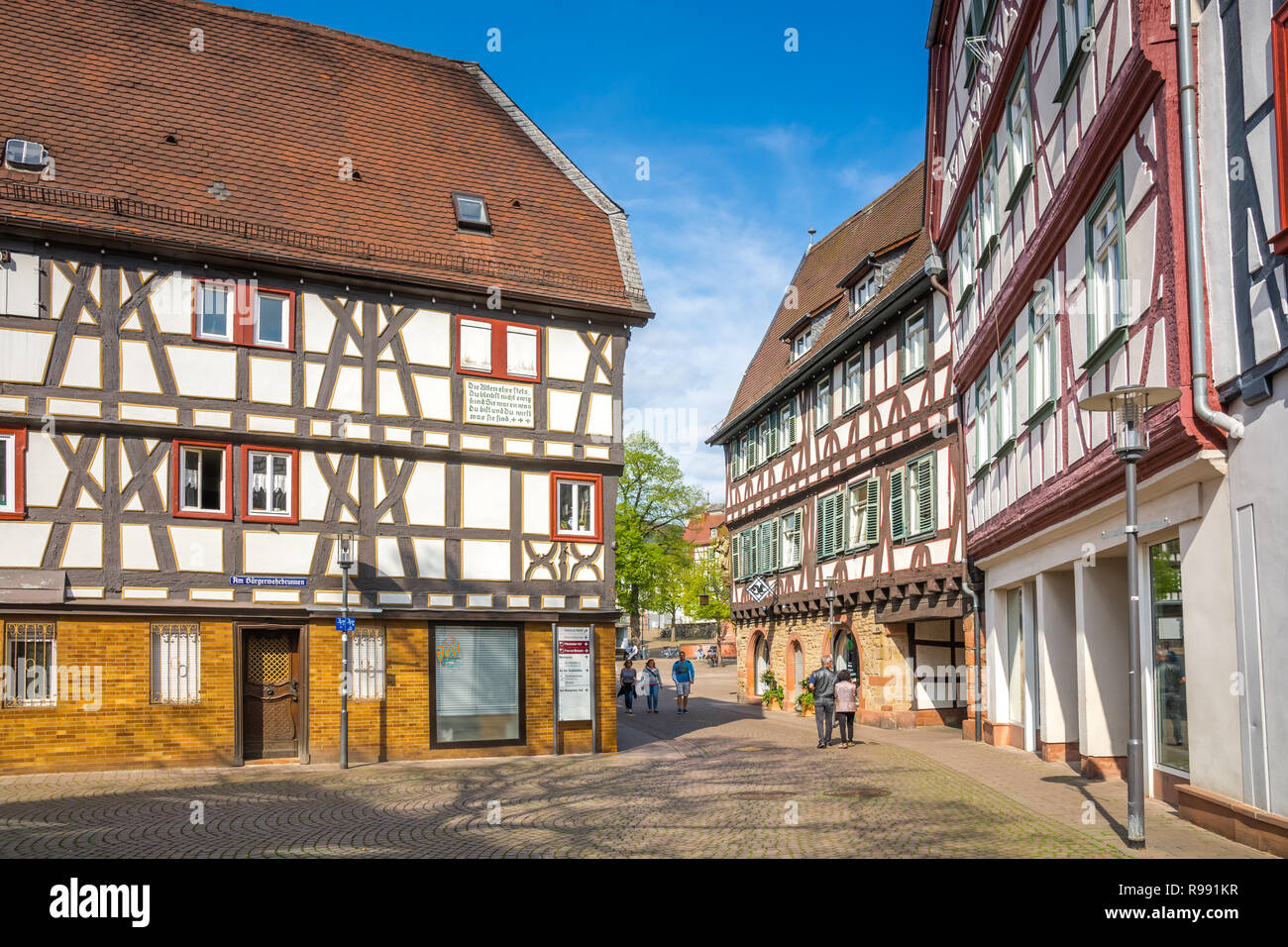 Città storica di Bensheim, Germania Foto Stock