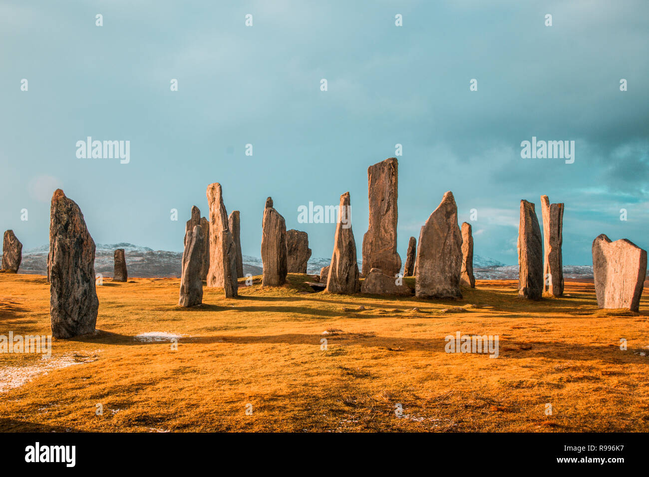 Callanish Standing Stones, isola di Lewis, Scotland, Regno Unito Foto Stock