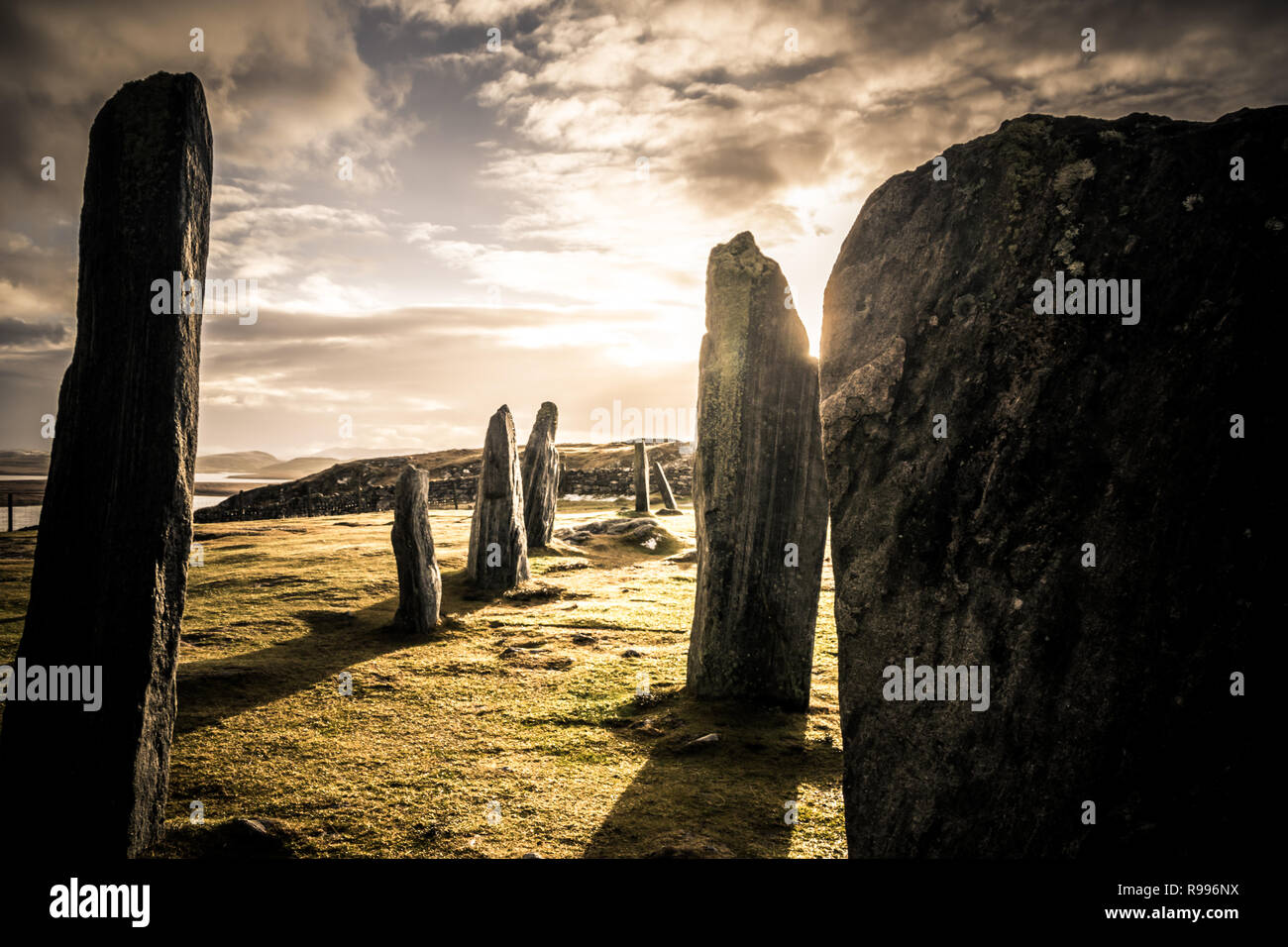 Callanish Standing Stones, isola di Lewis, Scotland, Regno Unito Foto Stock