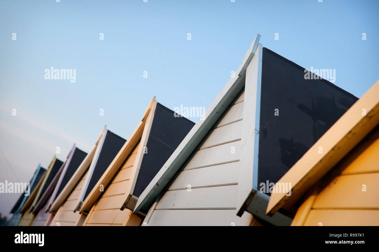 Spiaggia di pastello capanne fleetwood lancashire Foto Stock