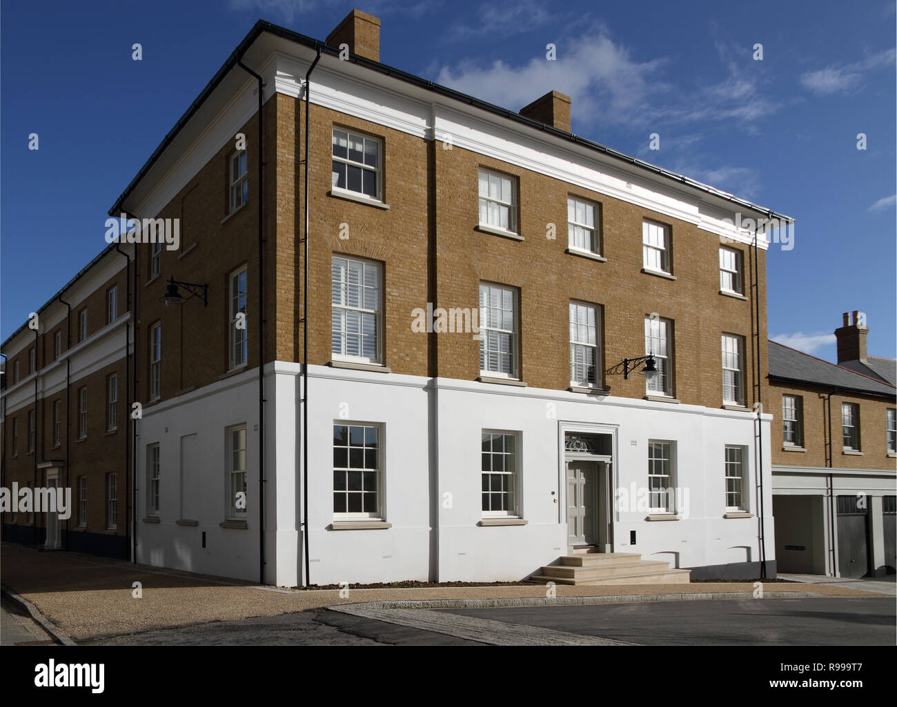 Poundbury, Dorset, Inghilterra, un esperimento di Nuova città favorita dal principe Carlo Foto Stock