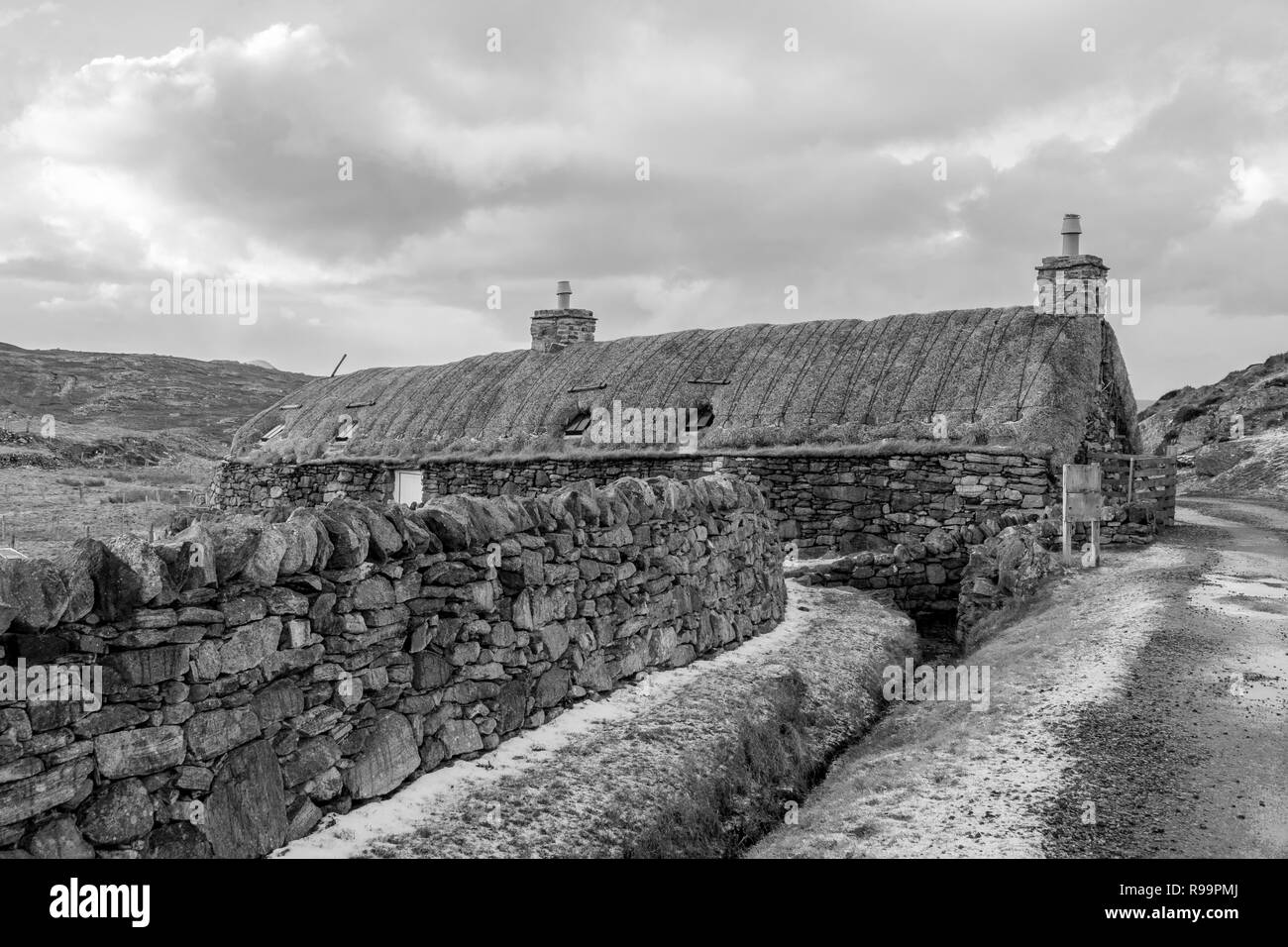 Blackhouse Village, isola di Lewis, Scotland, Regno Unito Foto Stock