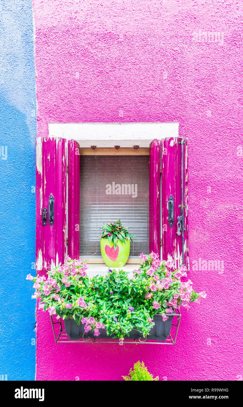 Case colorate di Burano Venezia Italia Foto Stock