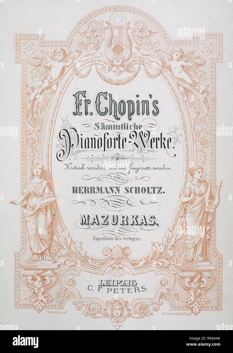 Frederic Chopin (1810-1849). Compositore polacco. Frontespizio di una mazurka per pianoforte. Libreria musicale della corte. Torino. L'Italia. Foto Stock
