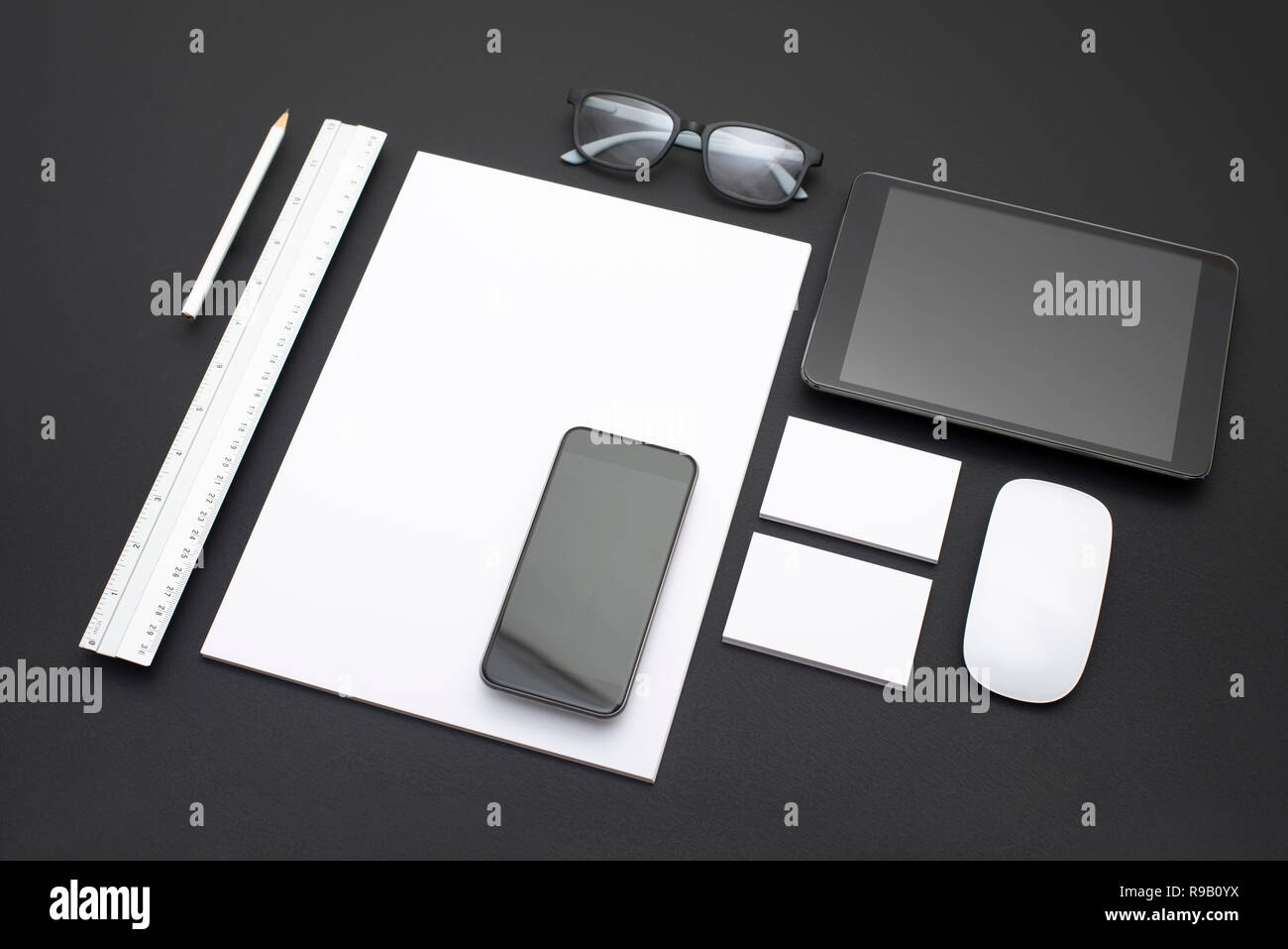 Corporate identity e mobile web design template Foto Stock