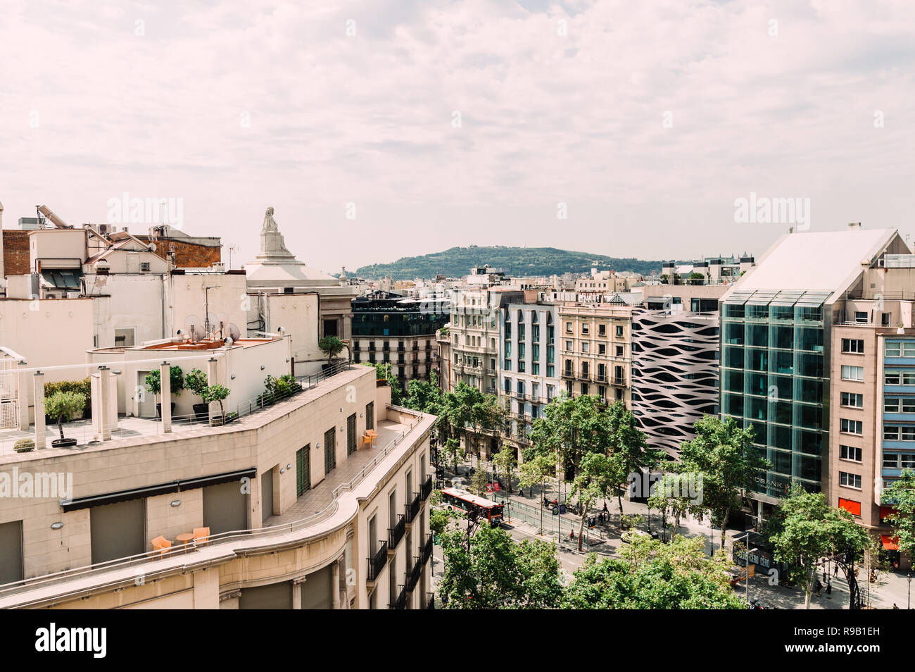 Un paesaggio urbano di Barcellona Foto Stock