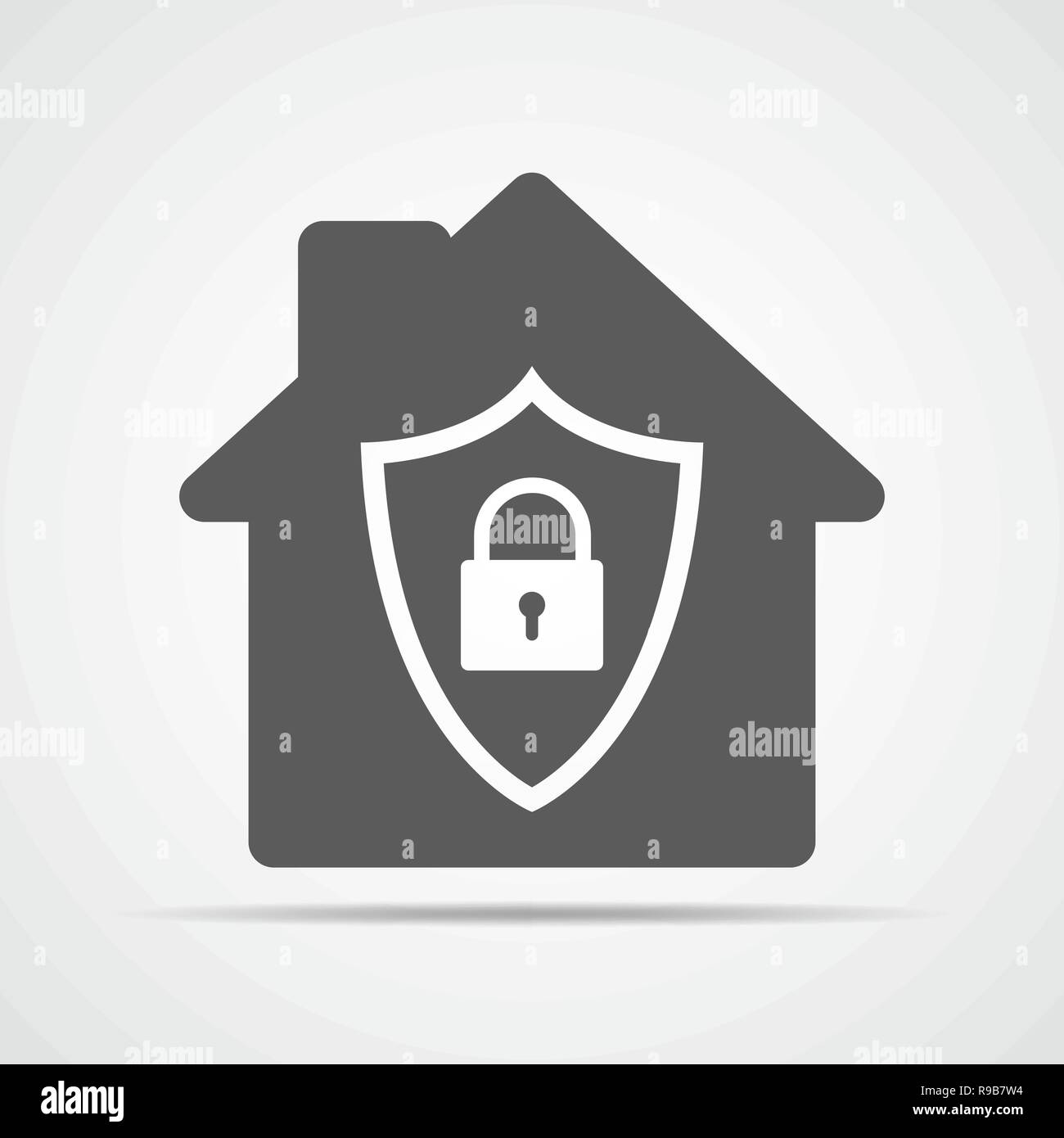 Home icona Protetta. Illustrazione Vettoriale. Icona di protezione in design piatto. Concetto di sicurezza Illustrazione Vettoriale