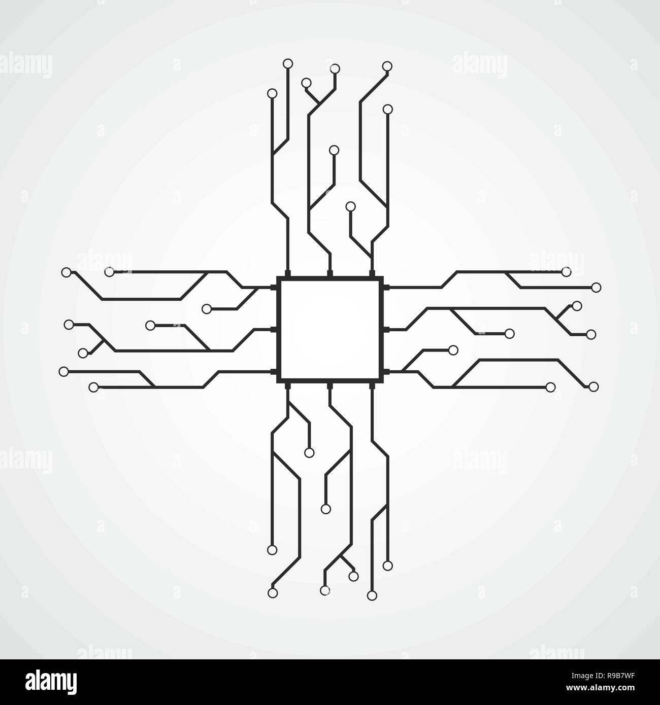 Icona della CPU in design piatto. Illustrazione Vettoriale. Icona di chip. Simbolo del microprocessore Illustrazione Vettoriale