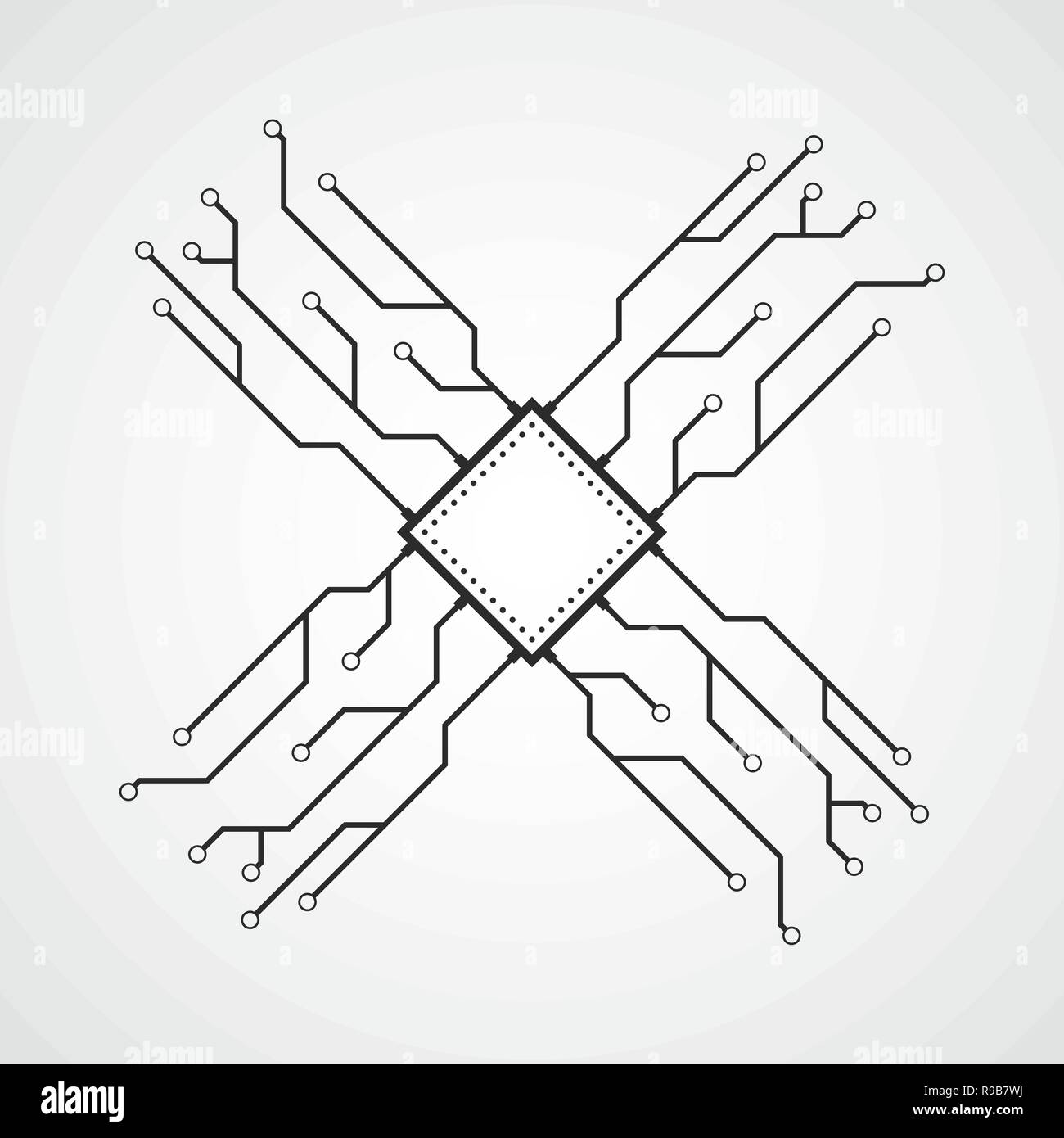 Icona della CPU in design piatto. Illustrazione Vettoriale. Icona di chip. Simbolo del microprocessore Illustrazione Vettoriale