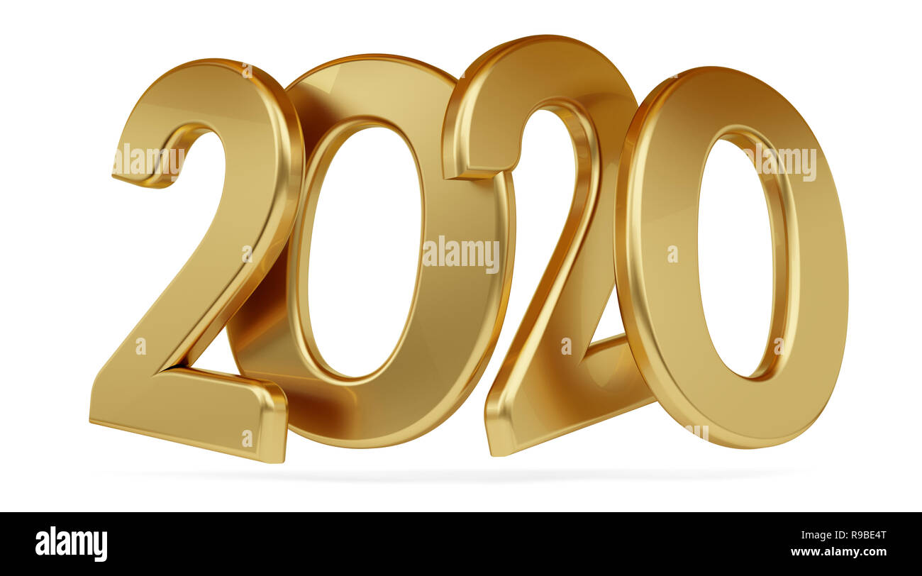 2020 golden bold lettere 3d-illustrazione Foto Stock