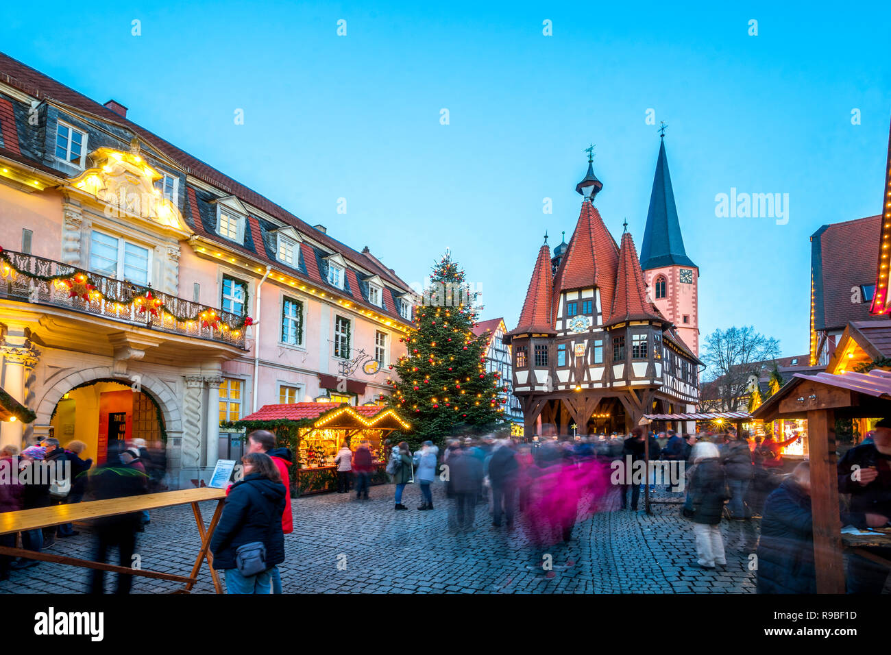Mercato di Natale, Michelstadt, Germania Foto Stock
