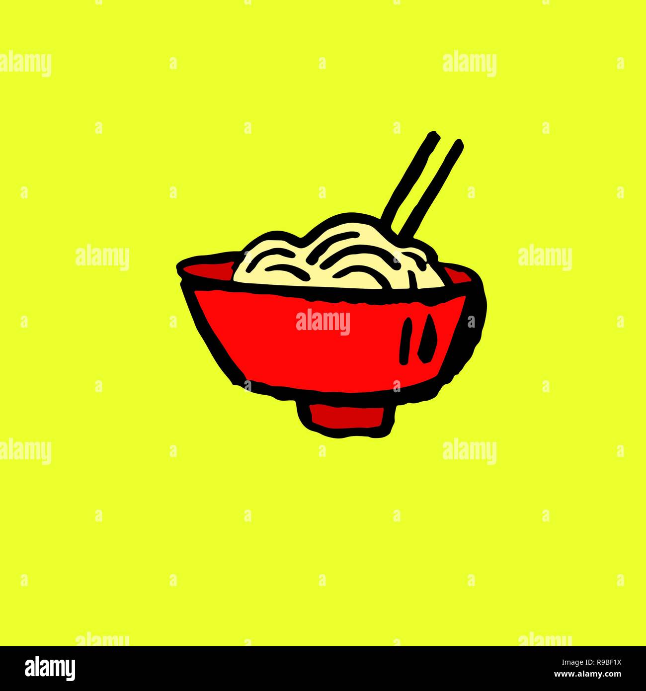 Tagliatelle icona. Grunge spazzola di inchiostro illustrazione vettoriale. Cibo illustrazione piana. Illustrazione Vettoriale