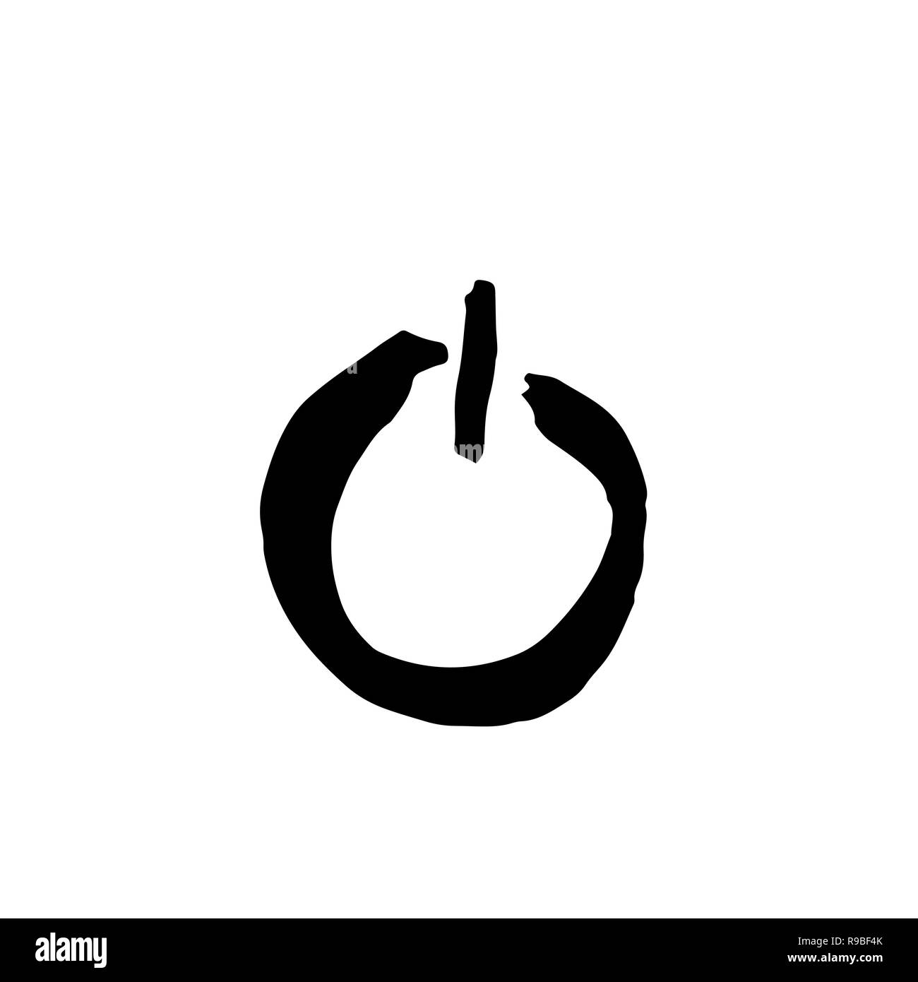 Icona pulsante di swithing su. Grunge di inchiostro illustrazione vettoriale. Illustrazione Vettoriale