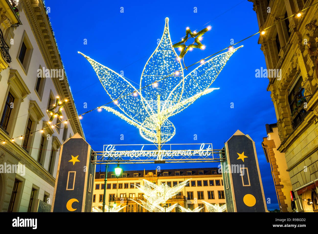 Mercatino di Natale di Wiesbaden, Germania Foto Stock