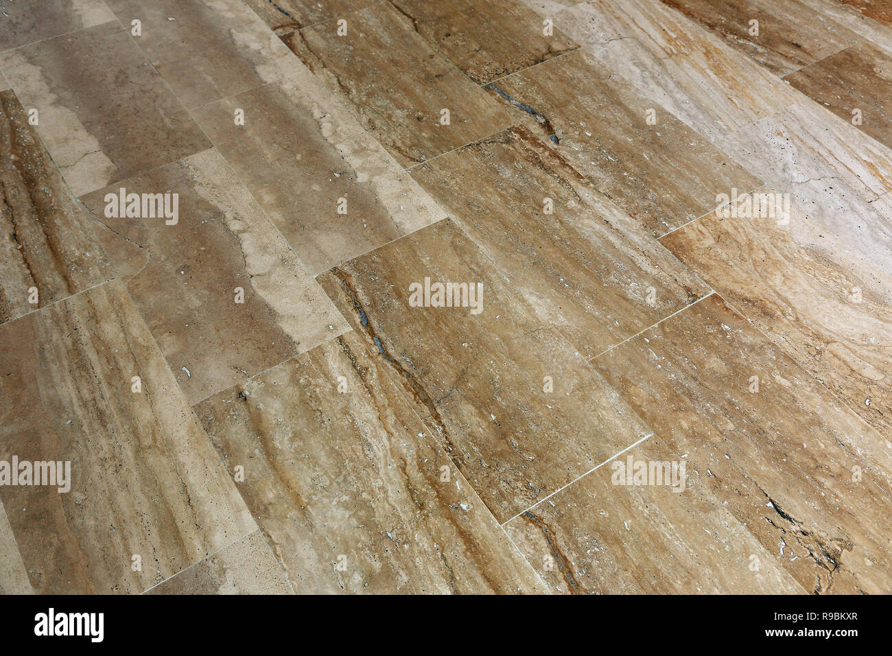 Un pavimento realizzato di forma rettangolare di lastre di marmo Foto Stock