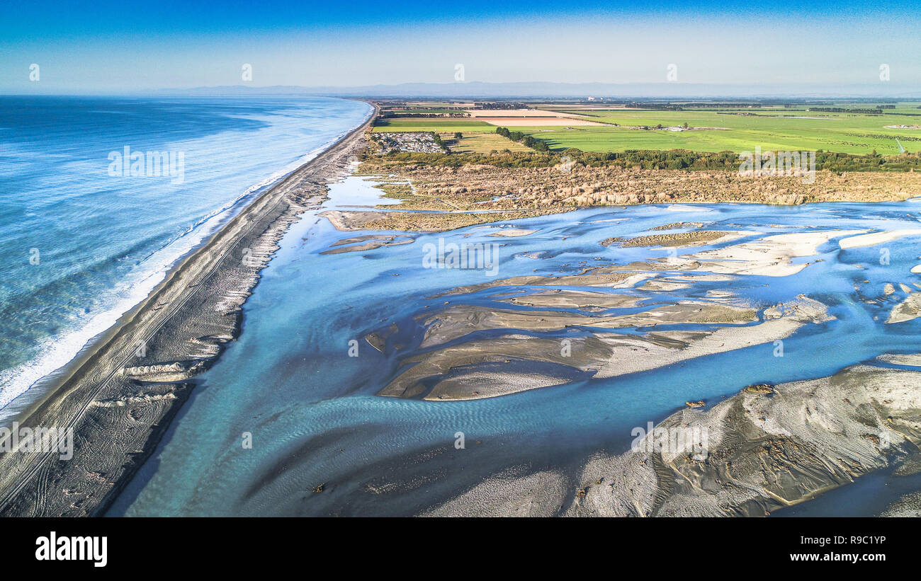 Bocca del fiume in Nuova Zelanda Foto Stock