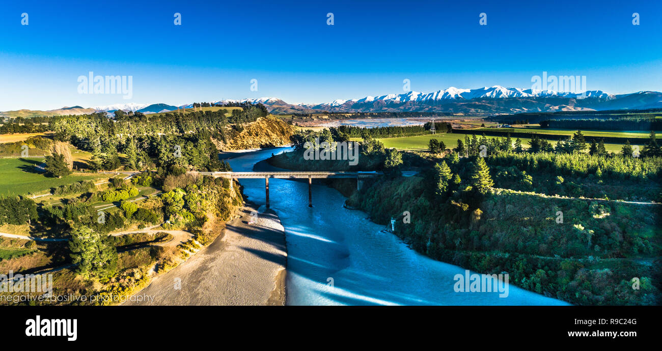 Fiume Waimakariri Nuova Zelanda paesaggio Foto Stock