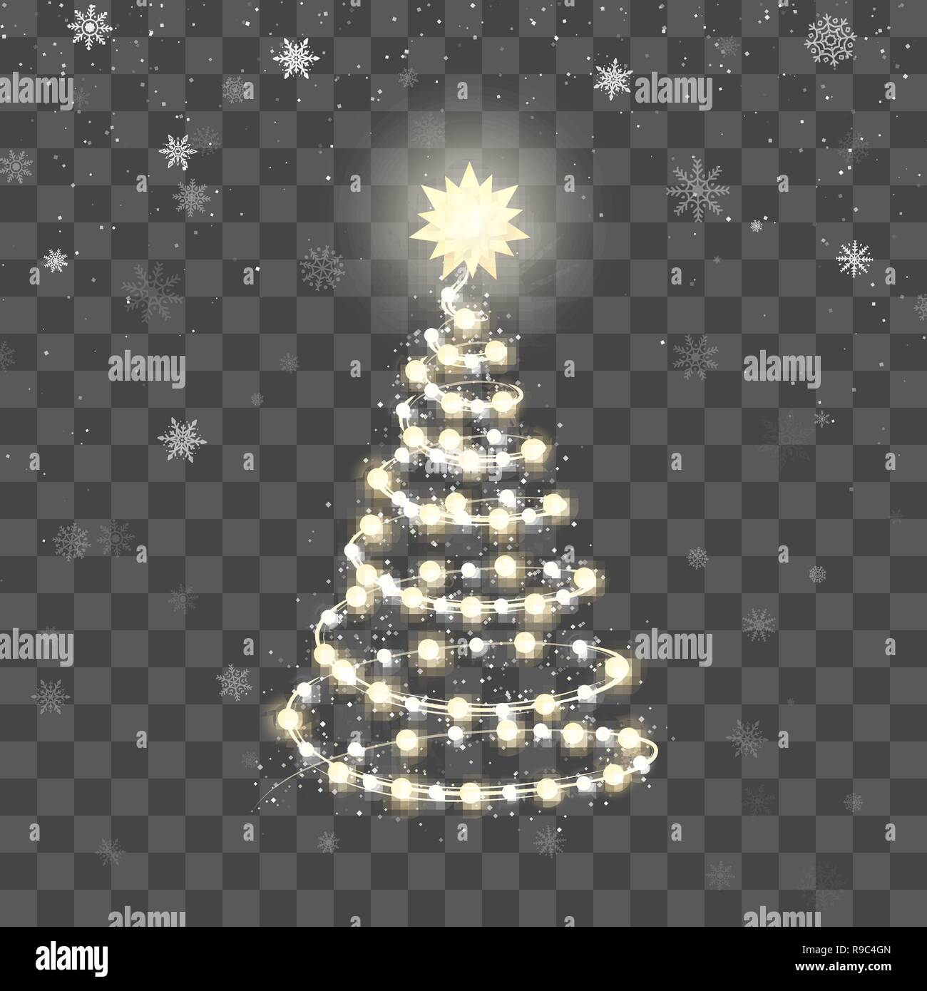 Christmas tree lucido silhouette. Nuovo Anno Albero fatta di luci di Natale su sfondo astratto. Illustrazione Vettoriale Illustrazione Vettoriale