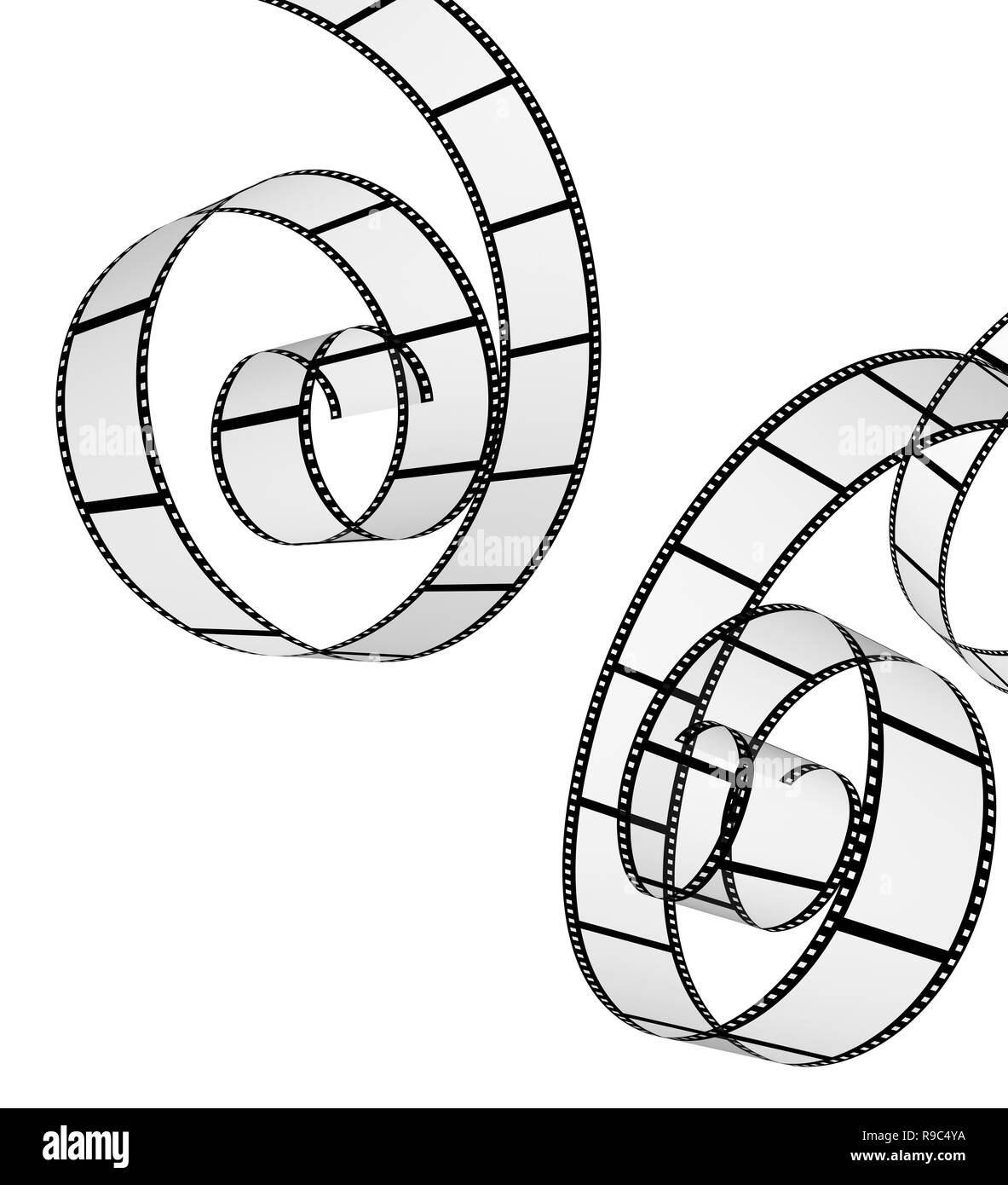 Due filmine retrò. Oggetti isolati su sfondo bianco. 3D render Foto Stock