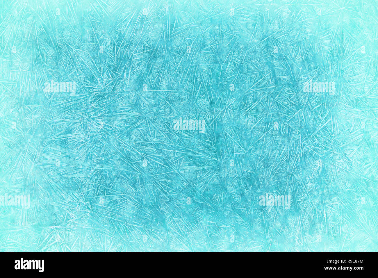 Il ciano smerigliato superficie di windows con vignette. Texture e background Foto Stock