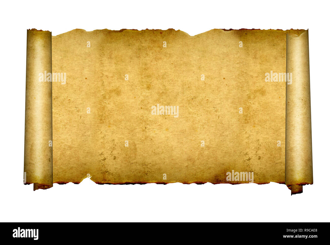 Antiche pergamene. Isolato su sfondo bianco Foto stock - Alamy
