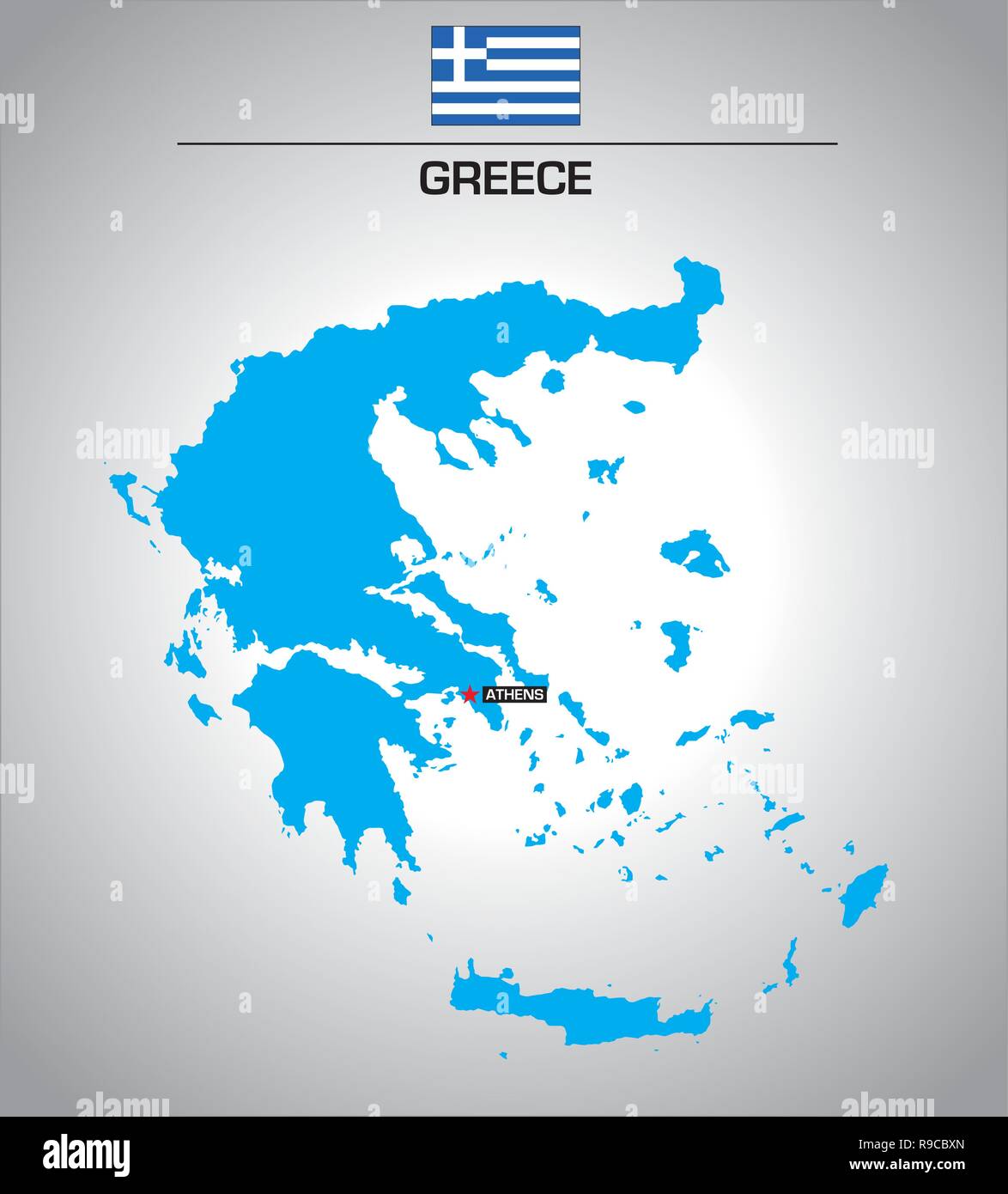 Vettore semplice schema mappa della Grecia con bandiera Illustrazione Vettoriale