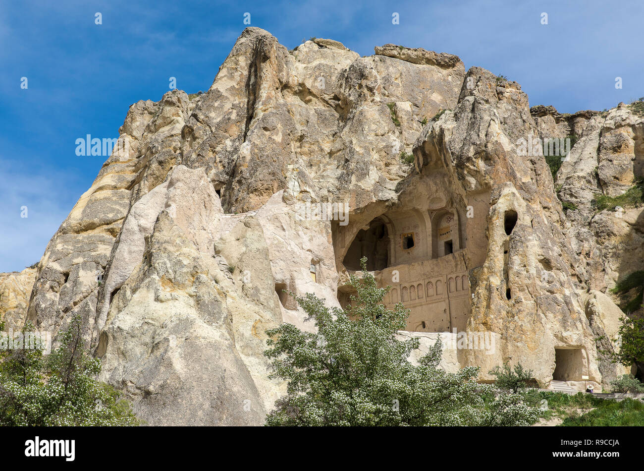 La Turchia kapadokya naturale formazioni vulcaniche situato nella valle di Göreme. Foto Stock