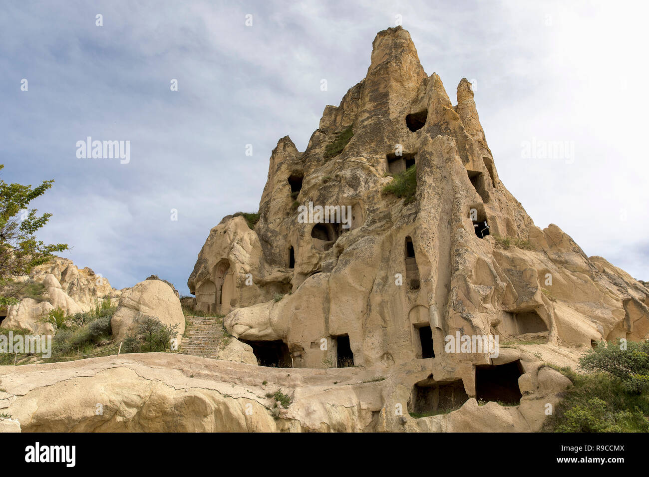 La Turchia kapadokya naturale formazioni vulcaniche situato nella valle di Göreme. Foto Stock