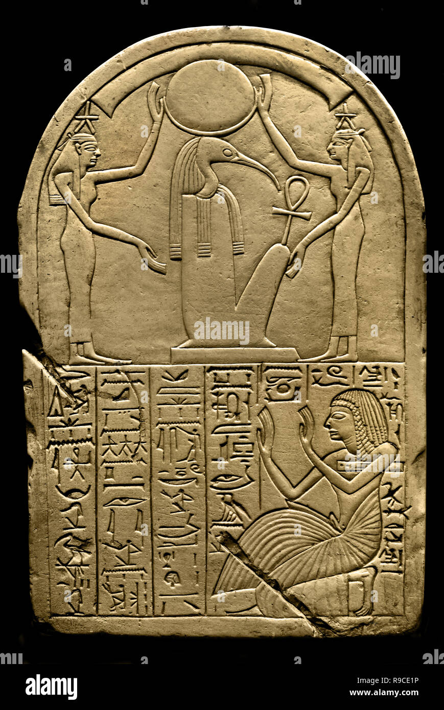 Thoth e le stelle del cielo. (Stele dal relatore per parere per il dio Luna e le stelle.) da Deir el-Medina XIX dinastia (1292-1191 a.C.) Egitto, egiziano. Foto Stock